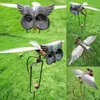 Coruja de metal 3D Giratório giratório de vento Metal personalizado Moinho de vento Estaca de jardim Águia voadora Artesanato Decorações de jardim L230620