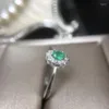 Кластерные кольца Yulem Natural Green Emerald Ring для женщин Винтажный Gemstone 925 Серебряное серебряное золото