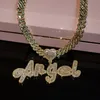 Collane con ciondolo Collana con nome personalizzato Grandbling con cuore Collana con catena a catena cubana Iced Out CZ Gioielli Hiphop personalizzati 230710