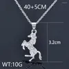 Tour de cou SINLEERY animaux dauphin cheval pendentifs couleur argent collier en acier inoxydable pour femmes bijoux de mode XL194 SSB