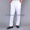 Others Apparel High Quality Chef uniforms kitchen cooker work clothes white pants hotel restaurant bakery catering elastic trousers zebra pants x0711