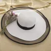 Wide Brim Hats HT2504 Sun Hat Summer Anti-UV Lady Women Solid Plain Floppy Straw For Female Mesh Beach