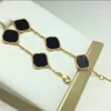 designer armband hoge kwaliteit luxe klassieke 4/4 klavertje armband 18k goud onyx schelp van parel, vrouwen en meisjes bruiloft moederdag cadeau Sieraden accessoires