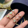 Cluster Ringen YULEM Eenvoudige Edelsteen Zilveren Ring Voor Dagelijks Dragen 5x7mm Natuurlijke Opaal Mode 925 Sieraden