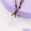 Collane con ciondolo Collana in pietra naturale Irregar Quarzo cristallo di rocca intrecciato regolabile per donna Uomo Drop Delivery Pendenti gioielli Dhwsu