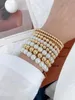 Ketting 5PCS Elegante Mode Parel Shell Armbanden Voor Vrouwen Manchet Verstelbare Armband Goud Kleur Bead Ball Bangle Sieraden gift 230710