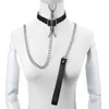 Bondage Sexy bdsm Réglable Collier En Cuir En Acier Inoxydable Hérétiques Fourche Cosplay Ensemble Érotique Positionnement Bandage Sex Toys pour Hommes / Femmes 230710