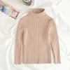 Family Matching Outfits Children Sweaters Baby Boys Girls Long Sleeved Solid Color High Collar Knitted Bottom Shirt Autumn Spring Kids Pullover Sweater 230711