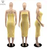 Casual Dresses VAZN 2023 Arrival Holiday Daily Young Sweet Sexy Strapless Sleeveless Women Long Skinny High Waist Pencil Dress