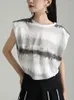 T-shirt da donna XITAO Casual T-shirt senza maniche corta Moda allentata Tie Dye a righe Donna Top 2023 Summer Draw String DMJ1505