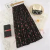 Faldas largas Maxi falda elegante mujer 2023 Primavera Verano coreano blanco negro estampado Floral cintura alta sol escuela Mujer