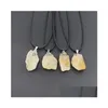Pendant Necklaces Natural Crystal Rough Stone Irregar Ore Energy Healing Gemstone Amazonite Rose Quartz Amethyst Necklace Charms Wom Dhs1A