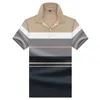 Men's Polos Summer Business Middle-aged Men's Short Sleeve Polo Shirts Fashion Stripe Tops Casual Lapel Solid Color Loose T-shirts Male 230711