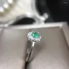 Кластерные кольца Yulem Natural Green Emerald Ring для женщин Винтажный Gemstone 925 Серебряное серебряное золото