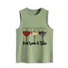 Women's Tanks Summer European And American RedWineBlue Letters Red Wine Glass Printing Retro Round Neck Sleeveless Vest T-shirt