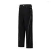 Jeans da uomo Y2K Vibe Style Curve Zipper Straight Baggy Cargo Pantaloni Hip Hop Colore nero Pantaloni casual Gamba larga Tuta unisex