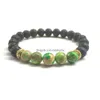 Braccialetti con ciondoli 6 Stili Natural Black Lava Stone Bracciale elastico turchese Aromaterapia Diffusore di oli essenziali per gioielli da uomo Drop Dhlqd