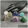 Charms Natural Stone Mini Bag Ornament Healing Crystal Reiki Rose Quartz Amethyst Gemstone Pendant Crafts Home Decoration Gift Drop Dhsjx
