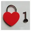 Key Rings Creative Alloy Heart Shape Keys Padlock Mini Archaize Concentric Lock Vintage Old Antique Door Locks With New Pure Colors Dhbsz