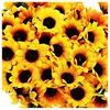 Dekorative Blumen, 300 Stück, künstliche Sonnenblumen, kleine Gänseblümchen, Gerbera-Blütenköpfe für Hochzeit, Party, Dekoration (gelber Kaffee)