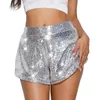 Shorts feminino cintura alta para dança do poste lantejoulas brilhantes festa rave calças dançantes brilhantes