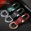 Porte-clés Jobon haute qualité hommes porte-clés lettrage personnalisé chaînes de voiture boucle en cuir classique porte-anneau cadeau carabine bijoux