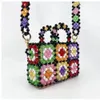 School Bags Designer Bead Bag Floral Designer Brand Acrylic Crystal Clear Pearl Beaded Box Tote Bag Women Party Bucket Handbag 230711