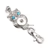 Anahtar Yüzükler 6styles Snap Mücevher Düğmesi Zincirleri Kristal Baykuş 18mm Anahtarlıklar Kadınlar İçin Anahtarlama