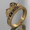 حلقات الفرقة مخصصة اسم ثلاثي الأبعاد حلقة مخصصة الحلقة للجنسين رسالة مخصصة Hip Hop 18K Gold Plated Stainless Steel Ring 230711