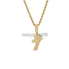 Pendant Necklaces Shiny Crown Number 7 Pendant Necklace Charm With Rope Chain Iced Out Cubic Zircon Hiphop Jewelry x0711 x0711