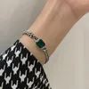 Link Bracelets LIVVY Simple Green Zircon Bracelet For Women Trendy Elegant Vintage Handmade Party Accessories Jewelry Gifts Wholesale