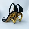 Sandalen Frauen öffnen den Zeh ausgeschnitten seltsame High Heel Gladiator Sandalen Mode sexy Gold Herz Heels Sandalen 230711