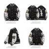 Hommes Vestes Printemps Automne Surdimensionné Lâche Veste De Baseball À Manches En Cuir Femmes Manteau Hommes Varsity Bomber Unisexe Couple Chic Rue Dhygk