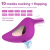 Vibromasseurs 10 modes Vibromasseur en silicone point G avec stimulateur de clitoris de mamelon léchant la langue avec des jouets sexuels pour femmes Produits de sexe pour adultes Boutique 230710