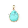 Charms Natural Stone Pendant Water Drop Shape Pendants Agates/ Rosequartz/Tiger Eye For Necklaces Jewelry Making 3.5X2.4X0.7Cm Deliv Dh9Sz