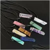 Hänge Halsband Irregar Quartz Pendum Natursten Halsband Ametister Amazonit Citriner Lapis Rosa Kristall Healing Drop Delivery Dhnw4