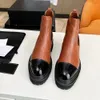 Nowa krata skórzana kostka chelsea Boots platforma slip-on okrągłe płaskie botki masywne półbuty luksusowy projektant buty za kostkę dla kobiet buty rycerskie na grubym obcasie