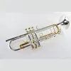 Trumpet BB B platt triton trumpet mässingsinstrument med hårt fodral, munstycke, trasa och handskar, silverpläterad