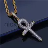 Pendant Necklaces Hip Hop Egyptian Ankh Key Cross Pendant Necklace Iced Out Gold Silver Color Plated Micro Paved Zircon Pendant Necklace x0711