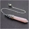 Charmes Pierre Naturelle Pendum Pour Radiesthésie Divination Prisme Hexagonal Quartz Énergie Cristal De Guérison Reiki Chakra Ornement Drop Delivery Dhbea