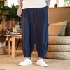Pantalon homme ample coton lin été couleur unie pantalon respirant homme décontracté taille élastique Fitness grande taille 230710