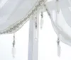 Rideau Moderne Twaterfall Draperie Blanc Gaze Argent Filigrane Fenêtre Écran Client Décoration Avec Perles À Franges