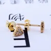 Earrings Women Rose Color Triangle cz Stud Earring Stud Female Designer Luxury Wedding Engagement Jewelry Girls Festival Birthday Party Best Gift Earring