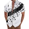 Camiseta Masculina Camisa Treino Decote em V Masculino Impressão Digital 3D Bolso Fivela Lapela Bodysuit Manga Curta Casual