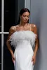 Glamourous Mermaid Wedding Dresses Satin Spaghetti Feathers Wedding Dress Backless robe de mariee bridal gowns