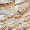 Perle 50 Pièces En Gros 9-9.5Mm Perles D'eau Douce Blanches Rondes Perles En Vrac Cturées Demi-Percées Ou Non Percées Drop Delivery Jewelry Dhh1B