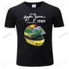 Jeans Heren Ayrton Senna Helm T-shirts 1 Race 1989 Mannen Katoenen T-shirts te koop T-shirt Gratis verzending Mode Teeshirt Homme Tops