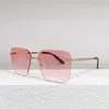 2023 Nuovi tipi di alta qualità di Kajia occhiali da sole sfumati senza cornice personalizzati Chaoins occhiali da sole rossi netti donne ct0386