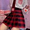 Röcke Rot Gothic Frauen Sommer Punk Hohe Taille Plissee Kawaii Emo Rock Egirl Japanisch Koreanisch Ästhetische Plaid Kurze Y2K