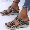 Slippers Fashion Wedge Slipper Summer Shoes Women 2022 Open Toe Leopard Print Plus Size Platform Beach Sandals Sandalias Con Plataforma T230711